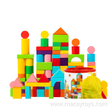 Set 50 Wood Coloured Building Blocks